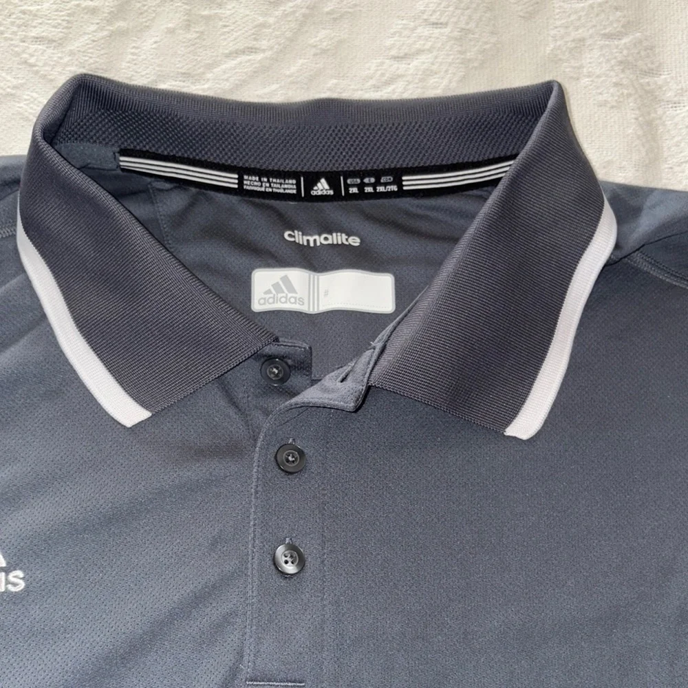Adidas Men's Charcoal and White Polo Shirt